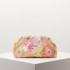 Pochette de soirée à sequins et fleurs brodées, velours
