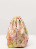 Pochette de soirée à sequins et fleurs brodées, velours