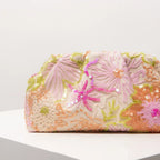 Pochette de soirée à sequins et fleurs brodées, velours