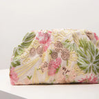 Pochette de soirée à sequins et fleurs brodées, velours