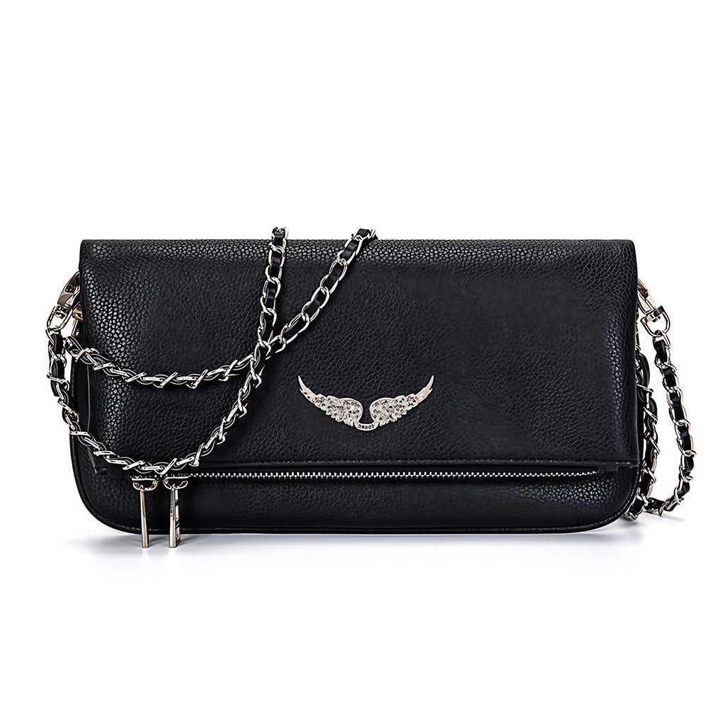 Pochette femme à bandoulière, poche intérieure zippée, trois coloris, noir