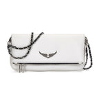 Pochette femme à bandoulière, poche intérieure zippée, trois coloris, blanc