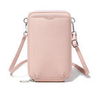 Pochette portefeuille femme en similicuir grainé, bandoulière amovible, rose