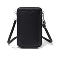 Pochette portefeuille femme en similicuir grainé, bandoulière amovible, noir