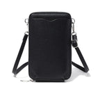 Pochette portefeuille femme en similicuir grainé, bandoulière amovible, noir