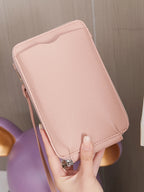 Pochette portefeuille femme en similicuir grainé, bandoulière amovible