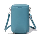 Pochette portefeuille femme en similicuir grainé, bandoulière amovible, bleu