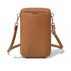 Pochette portefeuille femme en similicuir grainé, bandoulière amovible, marron