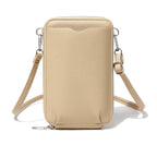 Pochette portefeuille femme en similicuir grainé, bandoulière amovible, beige