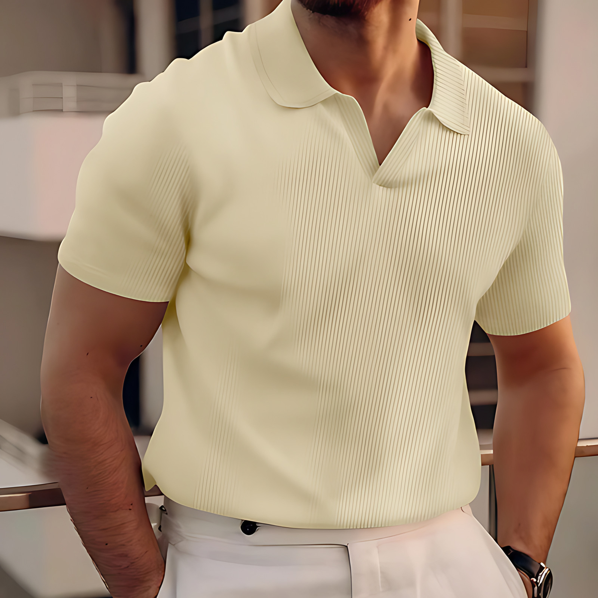 Polo classique homme, cinq coloris, du S au 3XL, beige