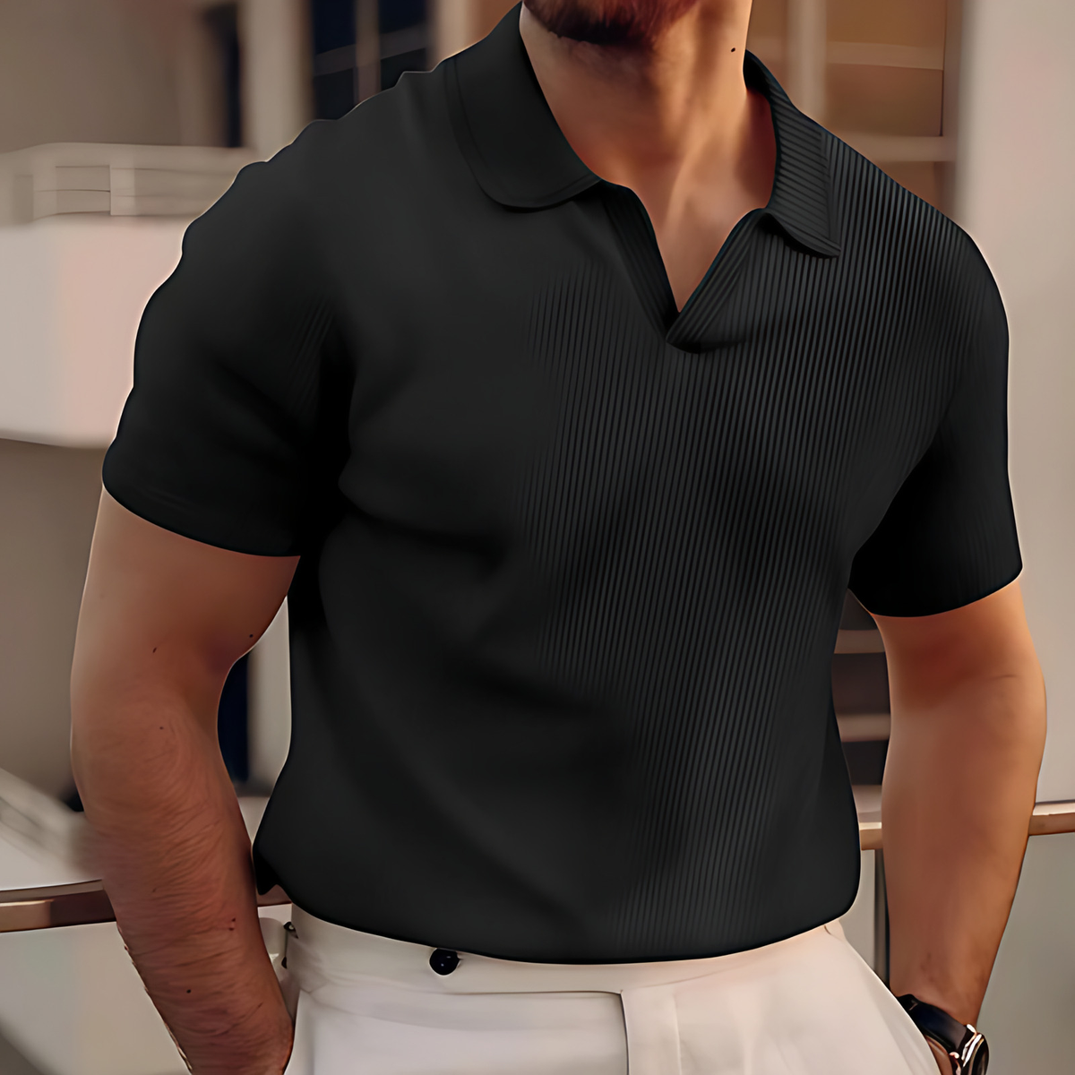 Polo classique homme, cinq coloris, du S au 3XL, noir