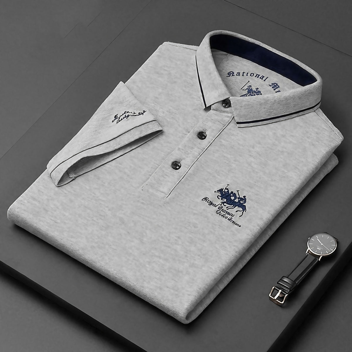 Polo homme col classique, coupe droite, six coloris unis, gris
