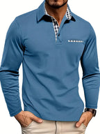 Polo homme à manches longues pour l'été, cinq coloris, du S au 2XL, bleu clair