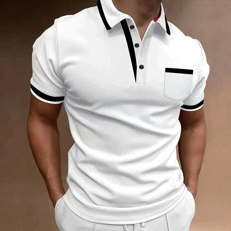 Polo homme ajusté à finitions contrastées, du S au 5XL