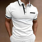 Polo homme ajusté à finitions contrastées, du S au 5XL, blanc