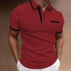 Polo homme ajusté à finitions contrastées, du S au 5XL, rouge