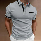 Polo homme ajusté à finitions contrastées, du S au 5XL, gris