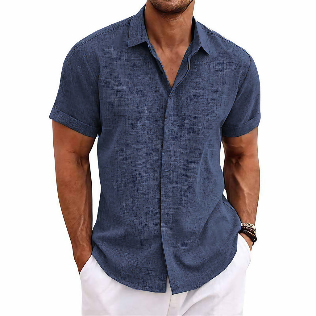 Chemise homme à col revers pour l'été, neuf coloris, bleu roi
