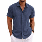 Chemise homme à col revers pour l'été, neuf coloris, bleu roi