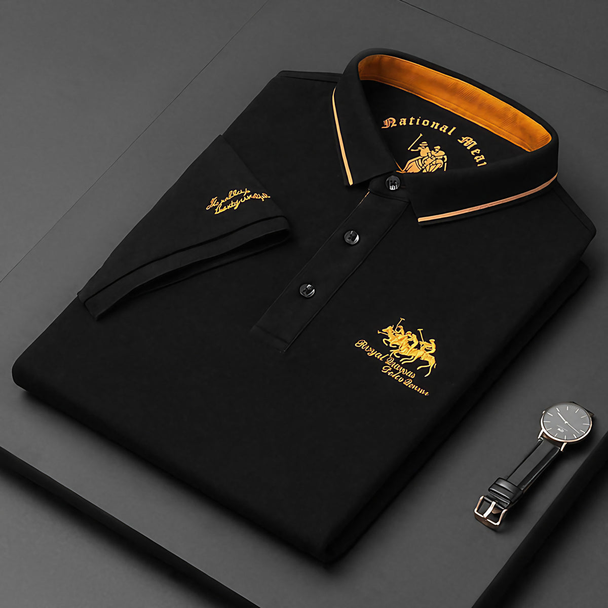 Polo homme chic, six coloris, du M au 4XL, noir