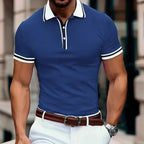Polo homme d'été coupe ajustée, cinq coloris, du S au 3XL, bleu