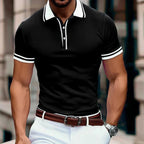 Polo homme d'été coupe ajustée, cinq coloris, du S au 3XL, noir