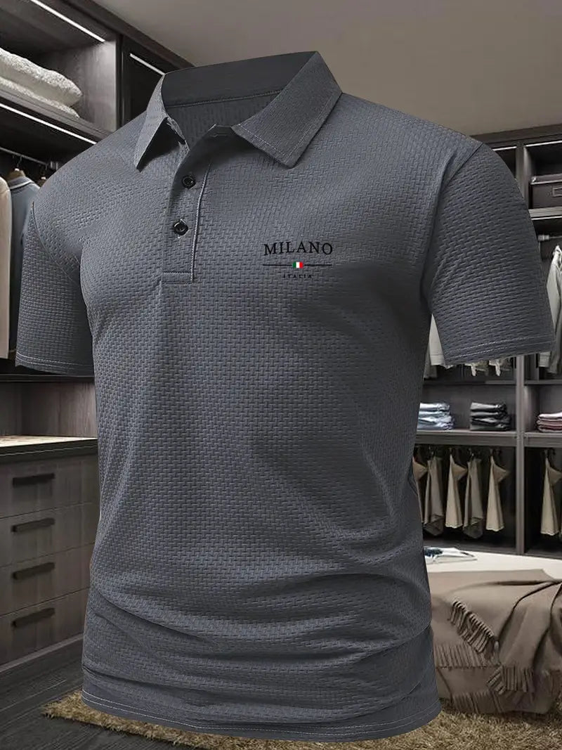 Polo homme à motif géométrique pour l'été, du S au 3XL, gris foncé