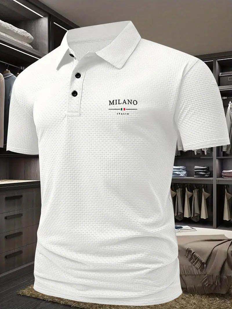 Polo homme à motif géométrique pour l'été, du S au 3XL, blanc