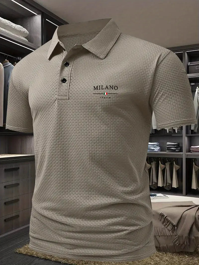 Polo homme à motif géométrique pour l'été, du S au 3XL, kaki