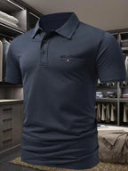 Polo homme à motif géométrique pour l'été, du S au 3XL, bleu foncé