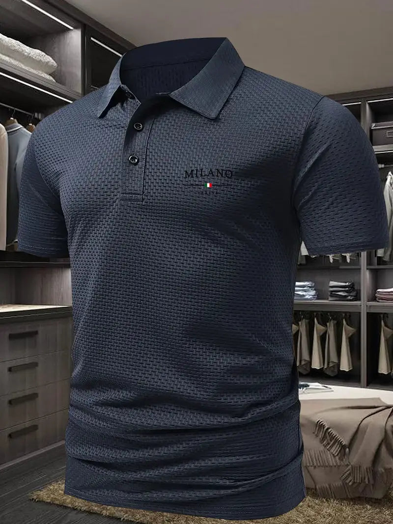 Polo homme à motif géométrique pour l'été, du S au 3XL, bleu foncé
