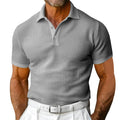 Polo homme à texture gaufrée, coupe ajustée, cinq coloris, gris