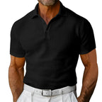Polo homme à texture gaufrée, coupe ajustée, cinq coloris, noir