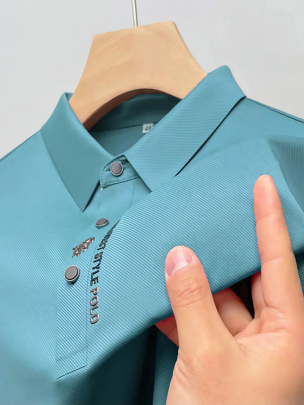 Polo homme infroissable, sans repassage, six coloris, bleu ciel