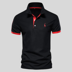 Polo homme à col et manches contrastés, du XS au 5XL, noir