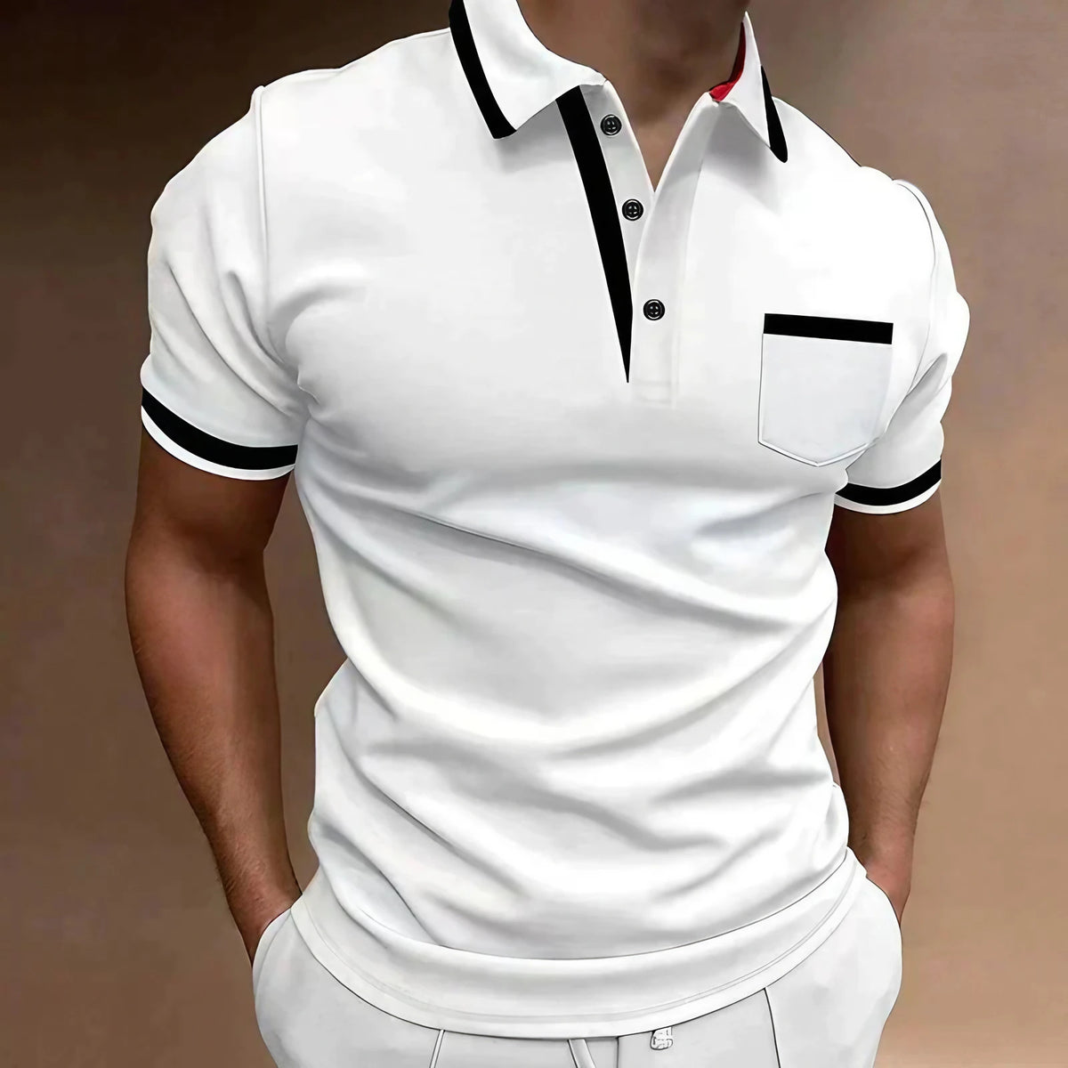 Polo homme classique à manches courtes, patte à deux boutons