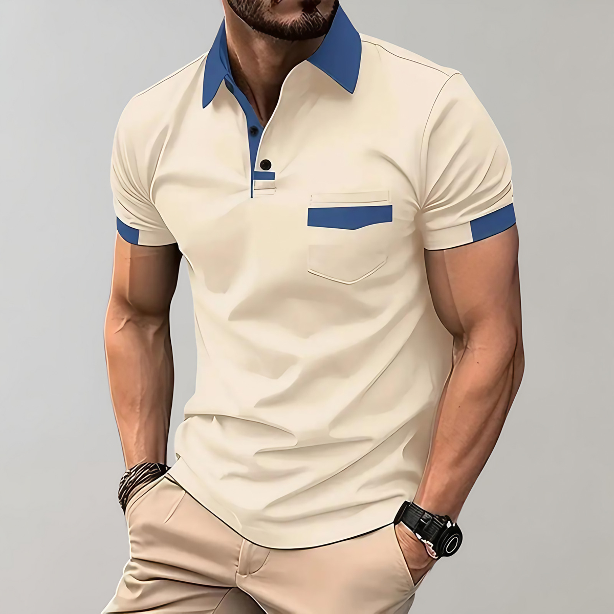 Polo homme à manches courtes, six coloris, du S au 3XL, abricot