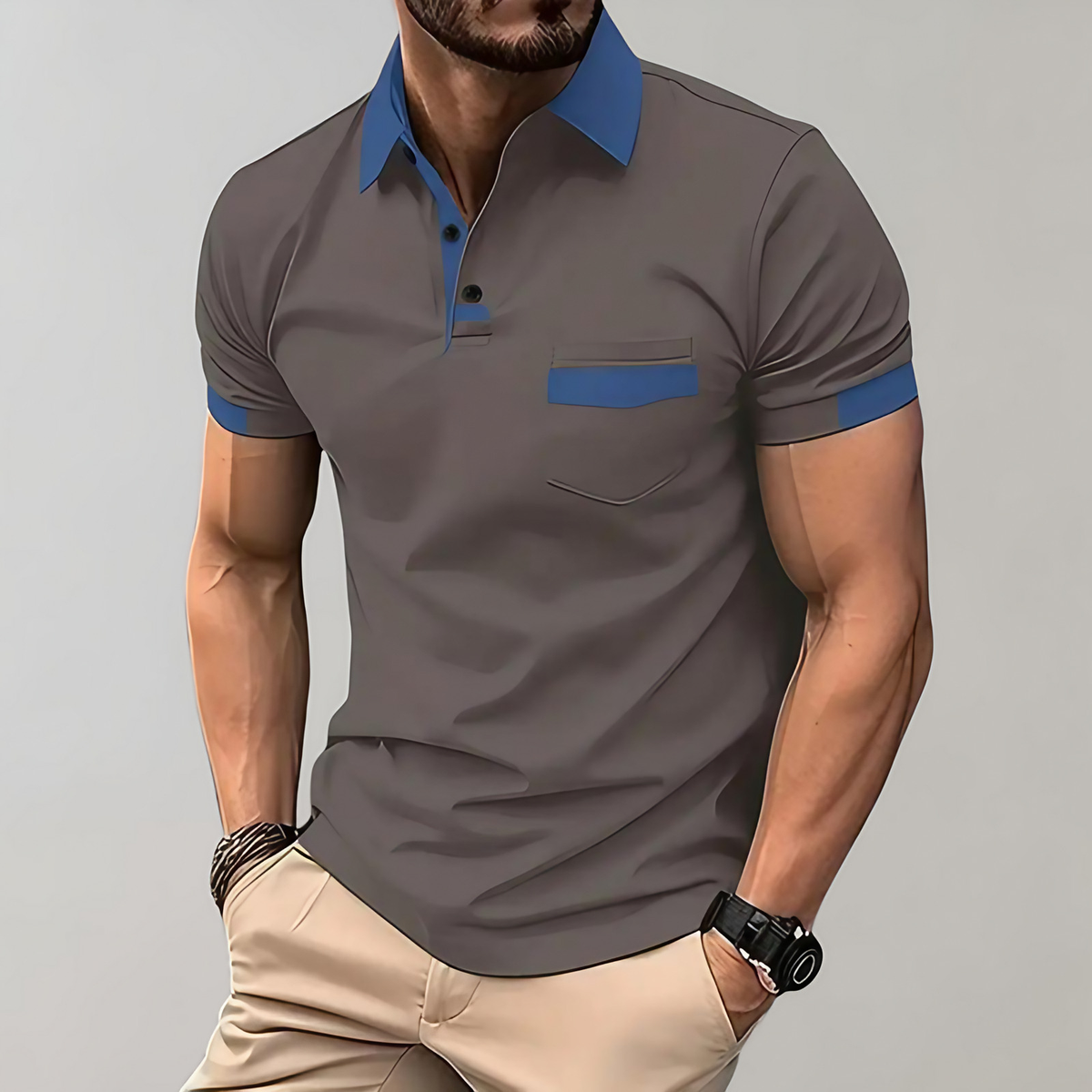 Polo homme à manches courtes, six coloris, du S au 3XL, gris foncé