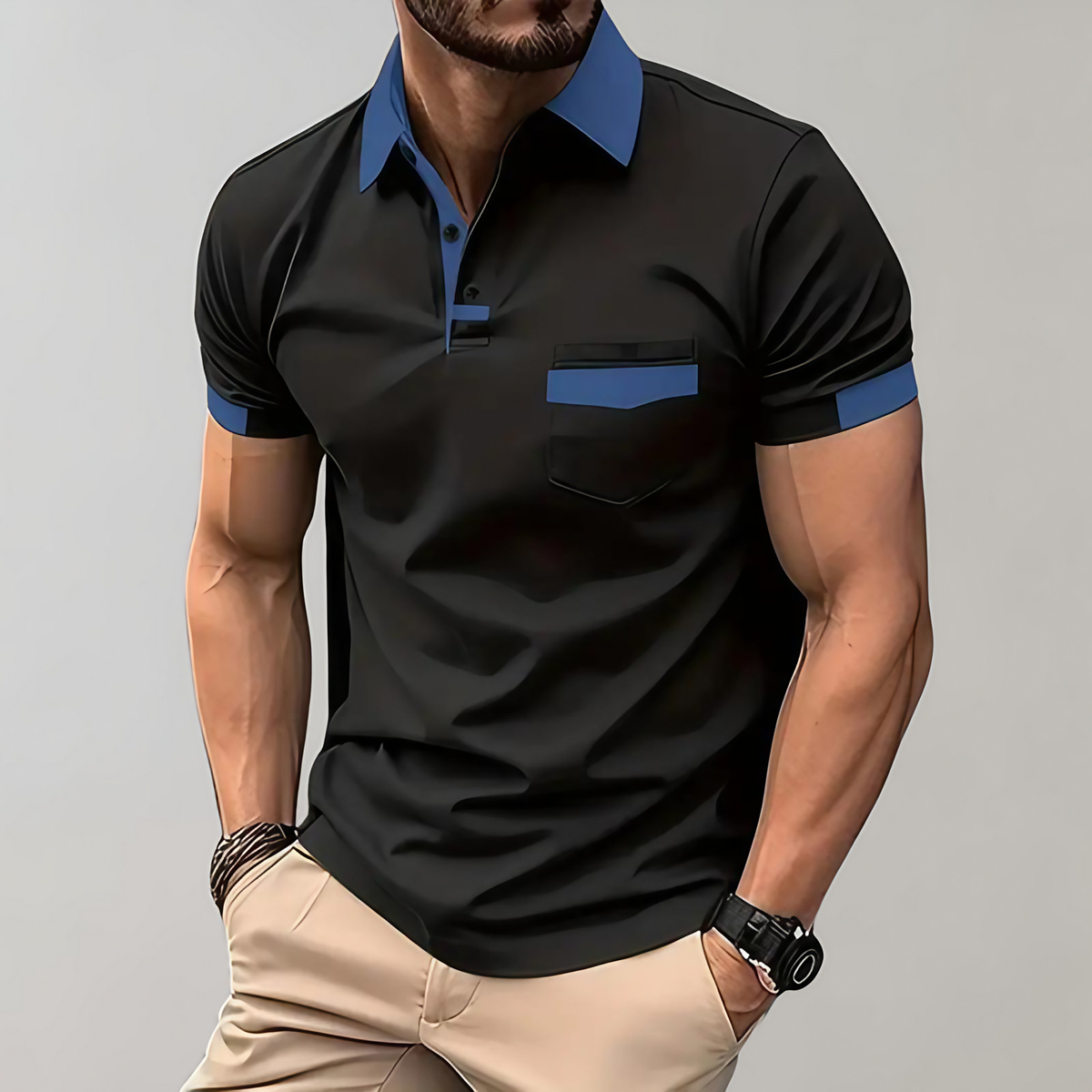 Polo homme à manches courtes, six coloris, du S au 3XL, noir