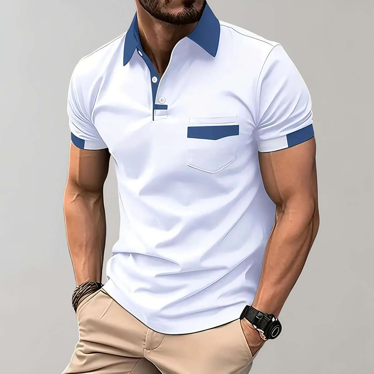 Polo homme à manches courtes, six coloris, du S au 3XL, blanc