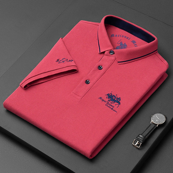 Polo homme coupe classique ajustée, col structuré, six coloris, rose