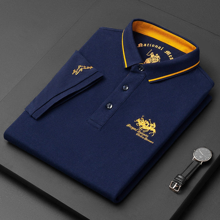 Polo homme coupe classique ajustée, col structuré, six coloris, bleu