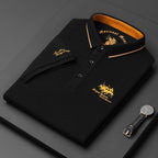 Polo homme coupe classique ajustée, col structuré, six coloris, noir