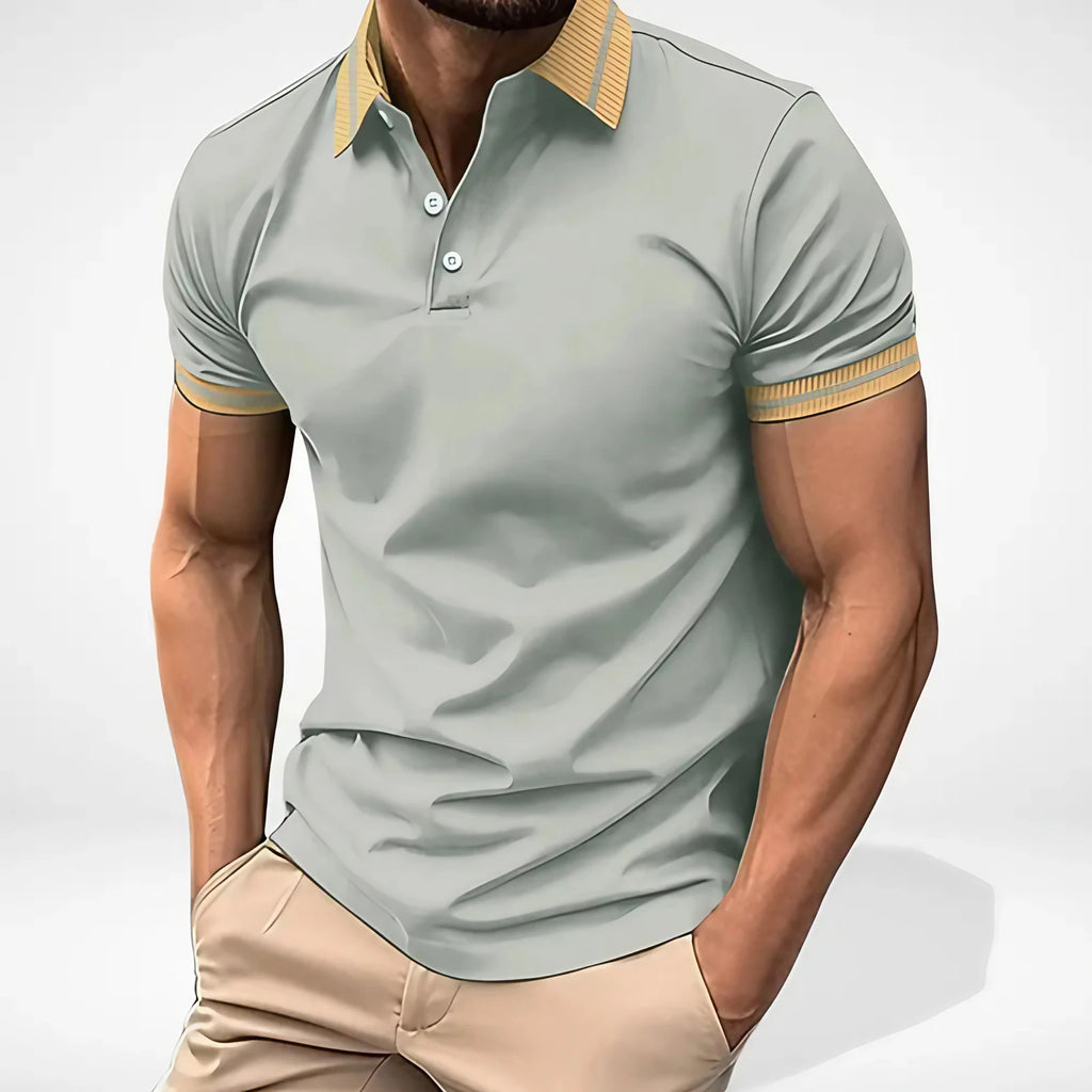 Polo homme à col contrasté, manches courtes, du S au 5XL, gris