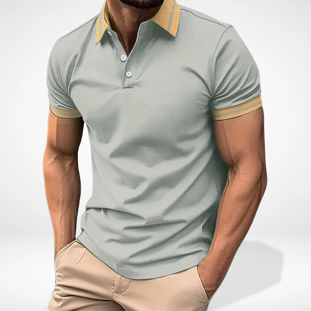 Polo homme à col contrasté, manches courtes, du S au 5XL, gris