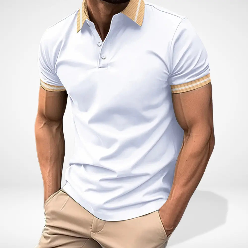 Polo homme à col contrasté, manches courtes, du S au 5XL, blanc