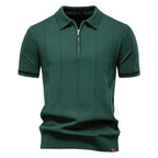 Polo homme à col zippé, manches courtes, six coloris, vert