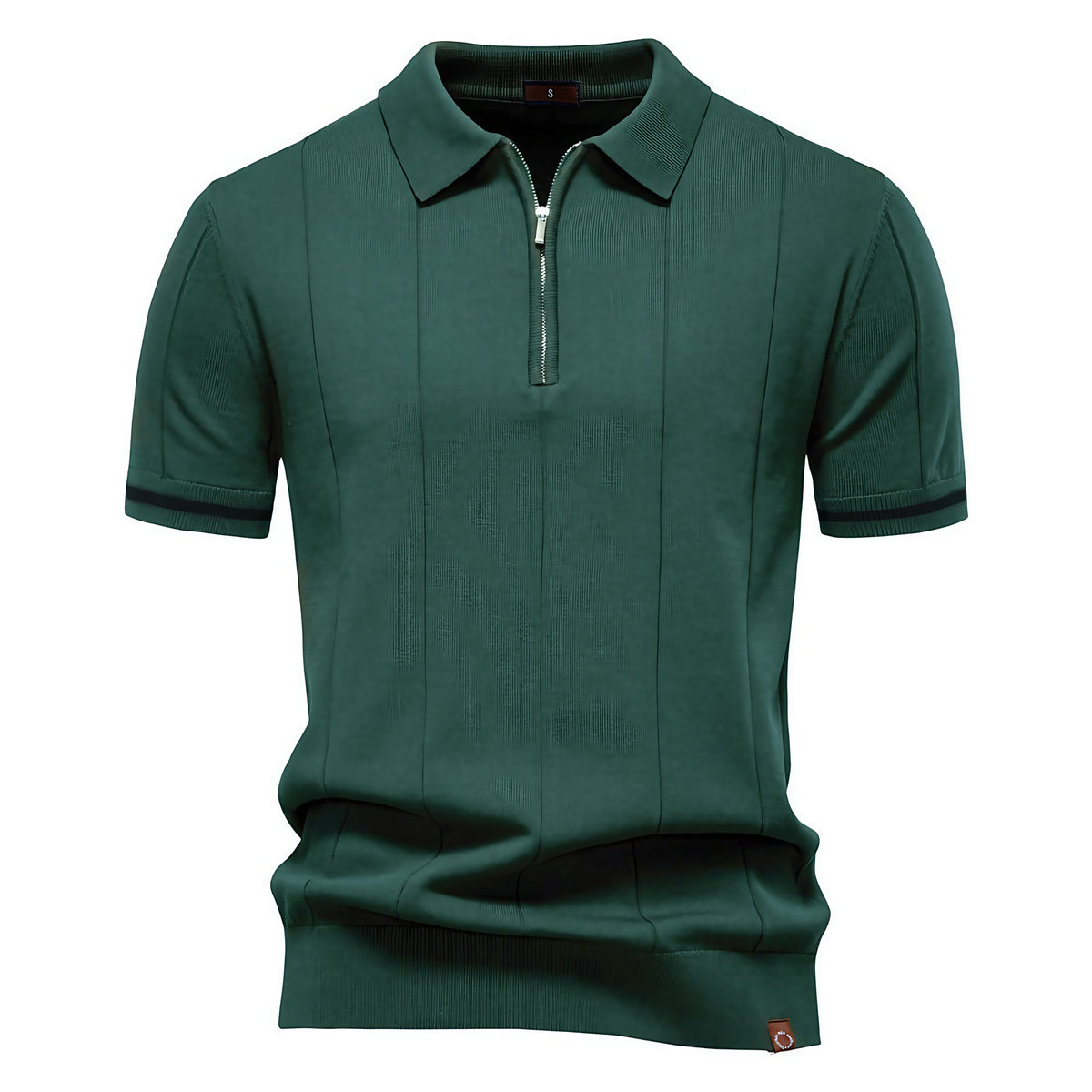 Polo homme à col zippé, manches courtes, six coloris, vert
