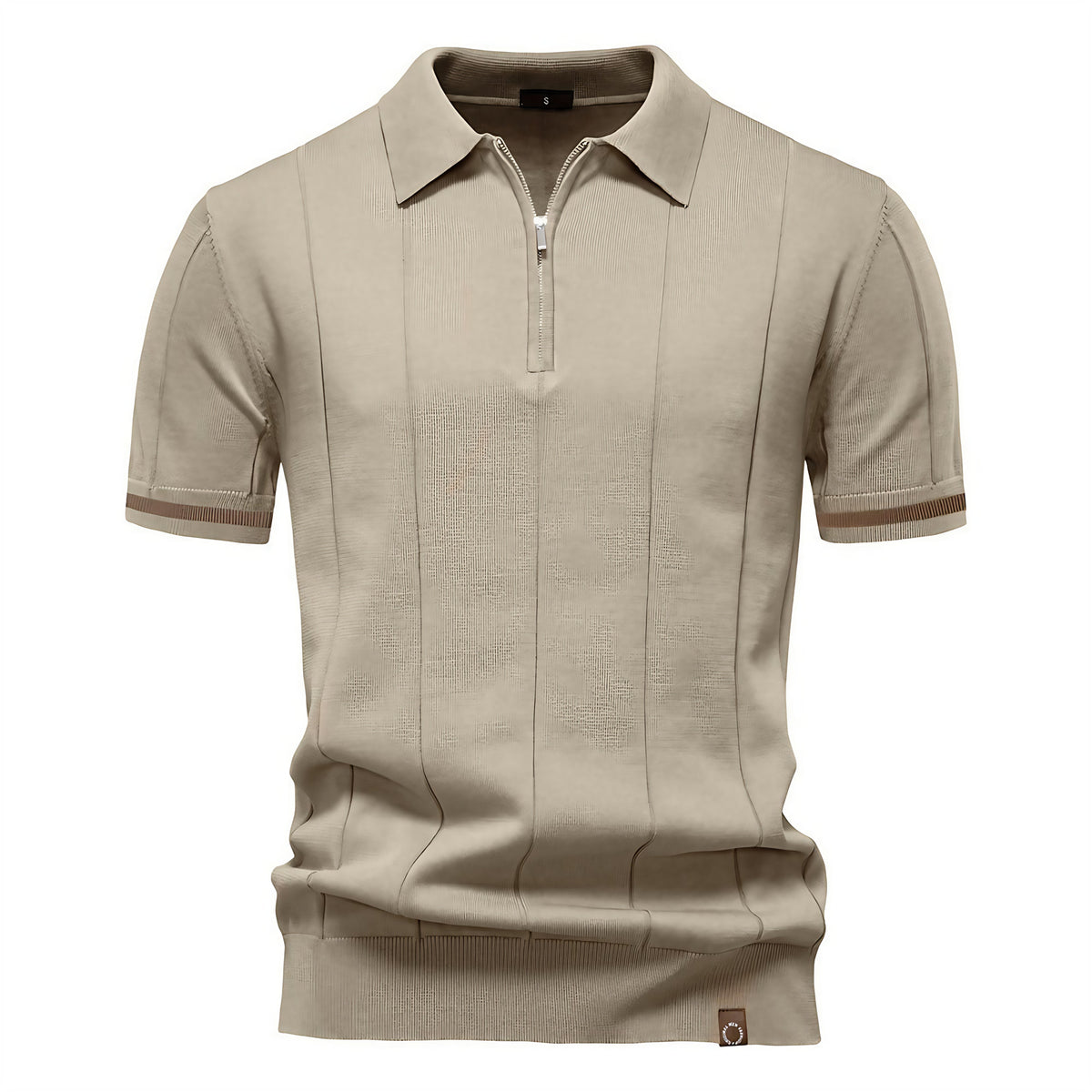 Polo homme à col zippé, manches courtes, six coloris, abricot