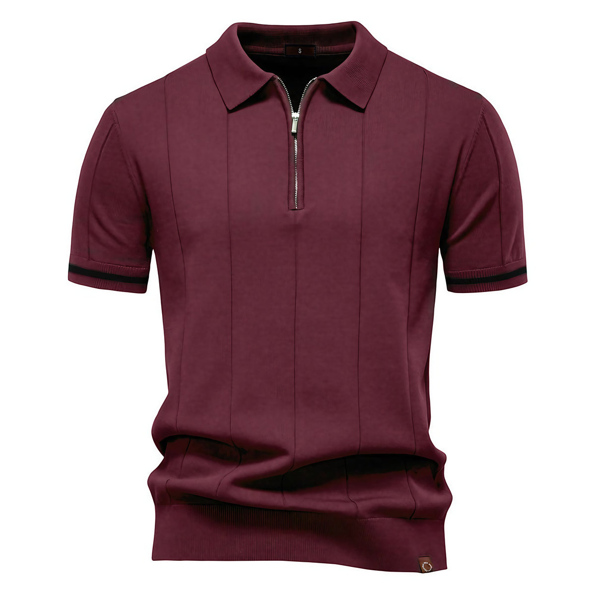 Polo homme à col zippé, manches courtes, six coloris, rouge